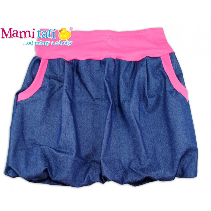 Mamitati Balónová sukně NELLY  - jeans denim granát/ růžové lemy