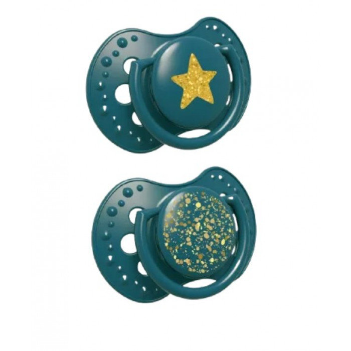 Lovi Silikónové dynamické cumlíky 6-18m, Stardust - zelené