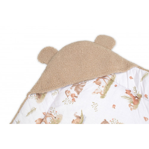 Baránková zavinovačka s kapucňou bavlna/baránok, Teddy Boucle - Srnka béžová