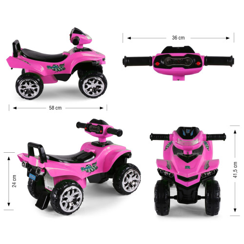 Detské odrážadlo štvorkolka Quad Monster Milly Mally, svetla, zvuky - ružové