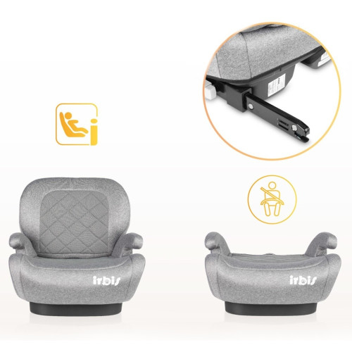 Podsedák, autosedačka Irbis i-Size 125–150 cm s ISOFIX – šedá