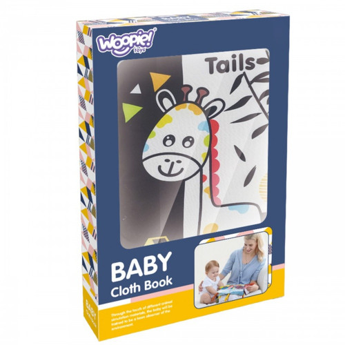 Kontrastná senzorická knižka Animal Tails, čierna/biela