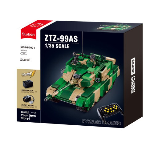 Sluban Power Bricks M38-B7071 R/C ZTZ-99AS Tank na diaľkové ovládanie