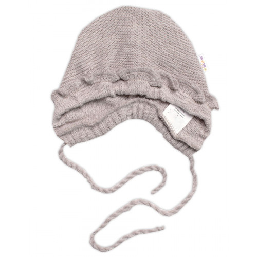 Pletená čiapočka na zaväzovanie bonetka Girl, Hand Made Baby Nellys, bežová