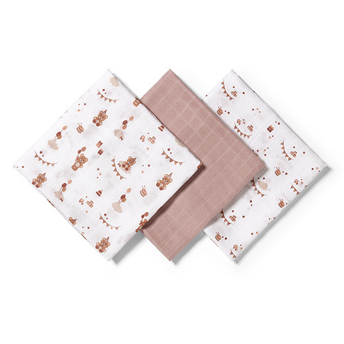 Mušelínové plienky BabyOno, Super Soft hnedé, 100% bavlna, 3 ks x 70x70 cm, Cirkus