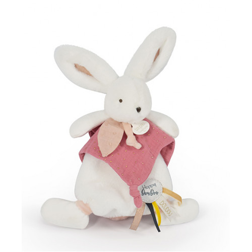 Doudou Darčeková sada - Plyšový zajačik s muchláčikom 25 cm staroružová