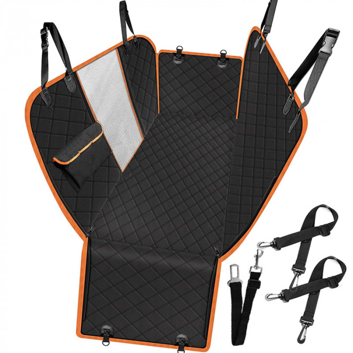 Ochranná autodečka pre psa 200 × 143 cm – vodoodpudivá, na zadné sedadlá, čierna