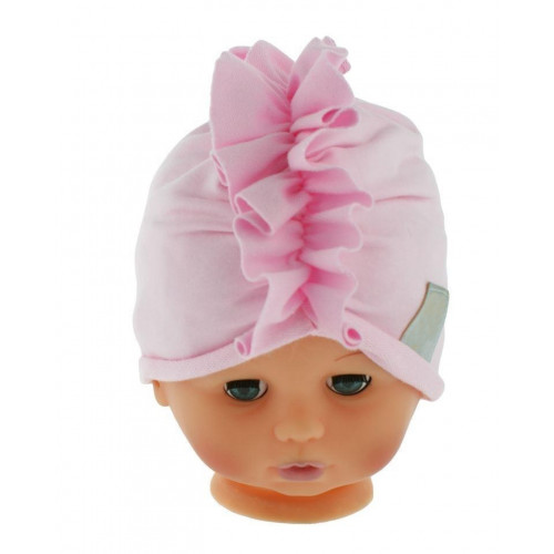 Baby Nellys Jarná/jesenná bavlnená čiapka - turban, sv. ružová