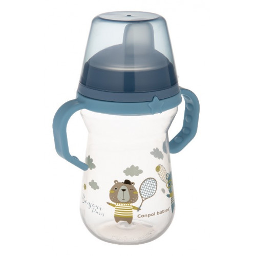Nevylievací hrnček Canpol Babies s mäkkým náustkom - Bonjour, modrý, 250 ml