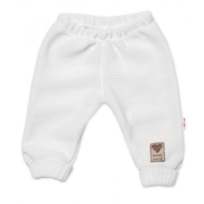 Pletené dojčenské nohavice Hand Made Baby Nellys, biele, veľ. 80/86