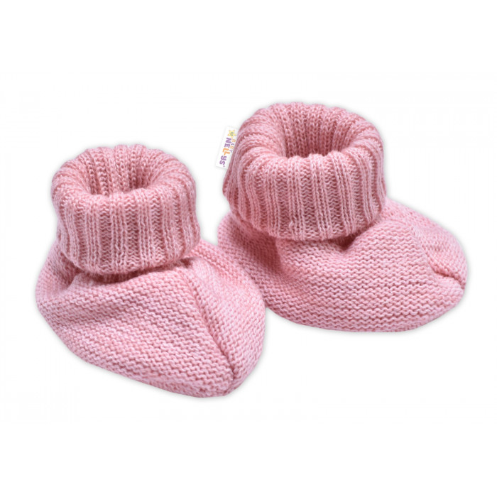 Pletené topánočky / capáčky STAR Hand Made Baby Nellys, púdrovo ružová, veľ. 68/74