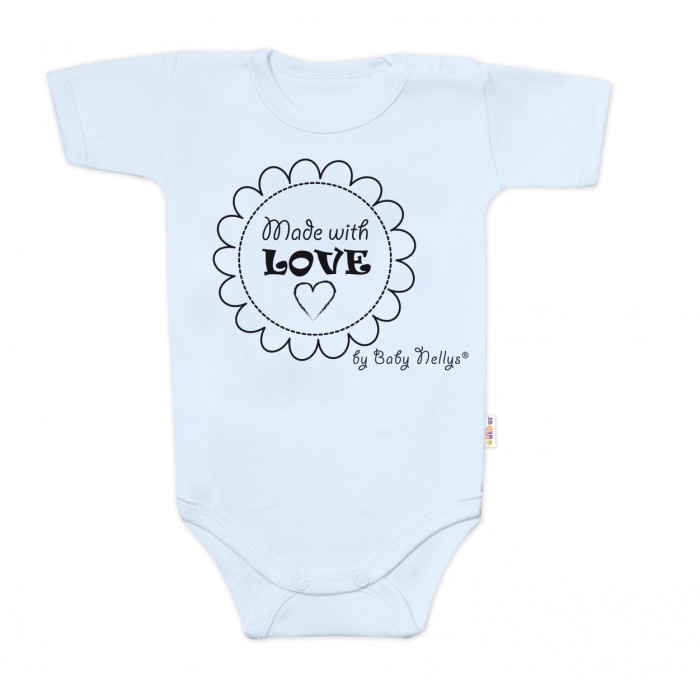 Body krátky rukáv Baby Nellys, Made with love, svetlo modré, veľ. 68