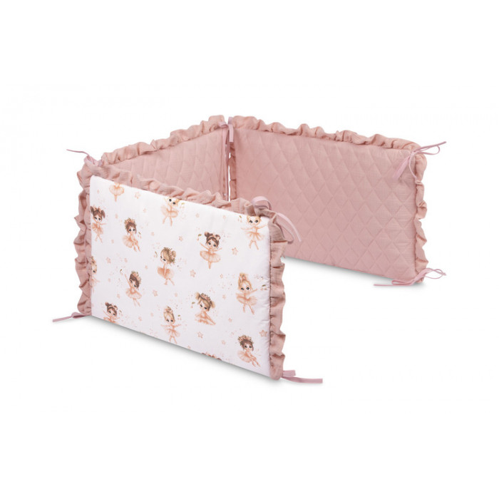 Mantinel do postieľky, mušelín 180x40cm (3x60x40cm) - Baletka, púdrovo ružová