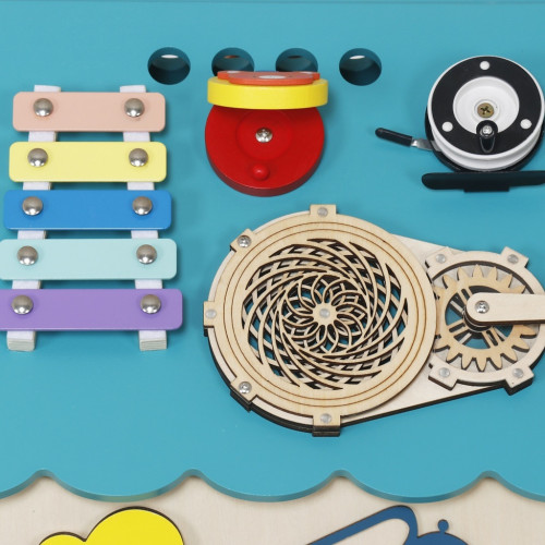Montessori Activity board Domček tyrkysový