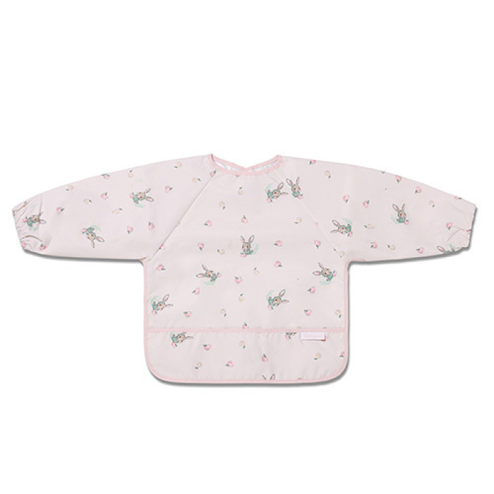 Nepremokavá zásterka s rukávmi Bunny, šedoružová, BabyOno