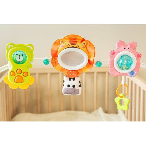 Senzorický oblúk Zebra Toyz – zrkadielko, hrkálky, 0–18 m