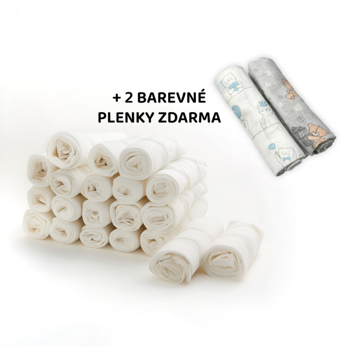 Kvalitné bavlnené plienky TETRA LUX 60x80 cm, 20 ks v balení + 2 zadarmo