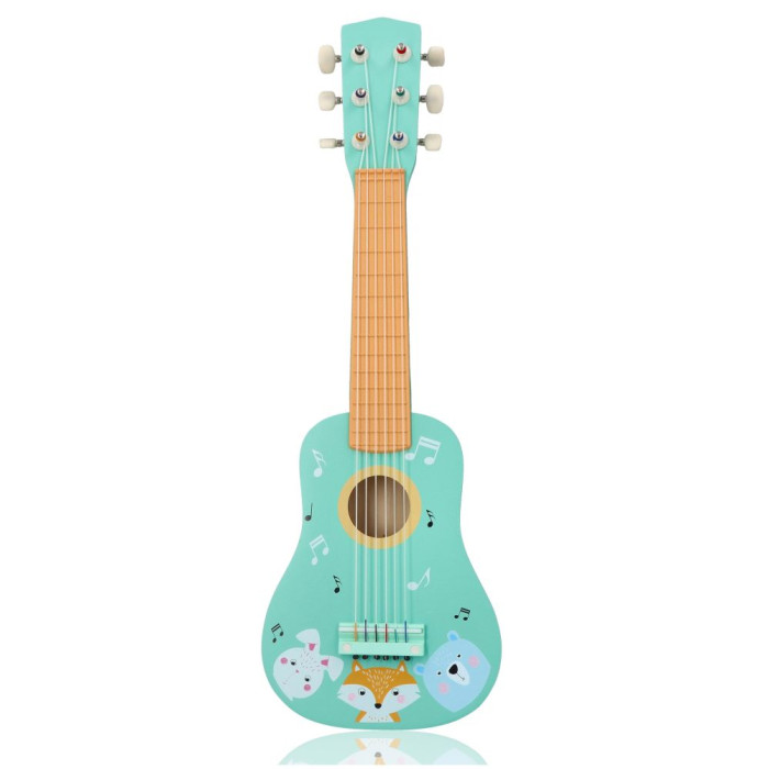 Drevená detská gitara Lesné zvieratká – mätová