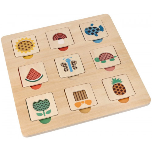 Drevená aktívna vkladačka/puzzle so vzormi, prírodná