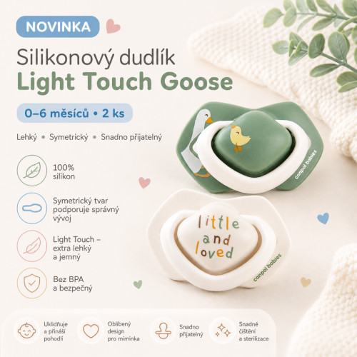 Cumlík Light Touch 0–6 m silikónový symetrický 2 ks Goose – ortodontický, BPA free