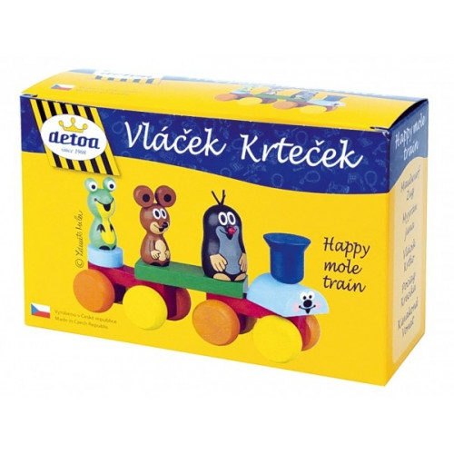 Teddies Vlak Krtek dřevo 15cm v krabičce