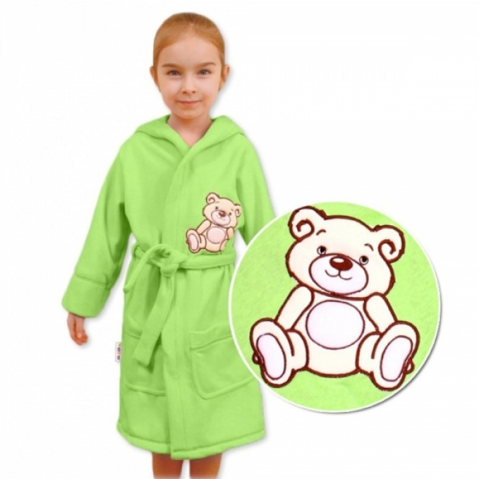 Baby Nellys Detský župan - Medvedík Teddy - zelený Baby Nellys Detský župan - Medvedík Teddy - zelený