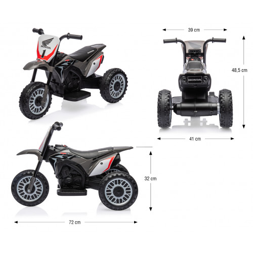 Elektrická detská motorka Honda CRF450R 6V trojkolka - šedá