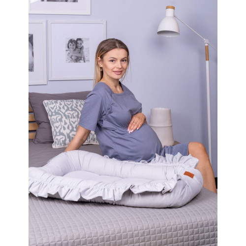 Dámska tehotenská/dojčiaca nočná košeľa Luna, sivá, veľ. XL