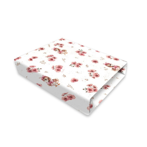 Prestieradlo do postieľky 120x60cm, bavlna, Kačičky - biela, púdrovo ružová