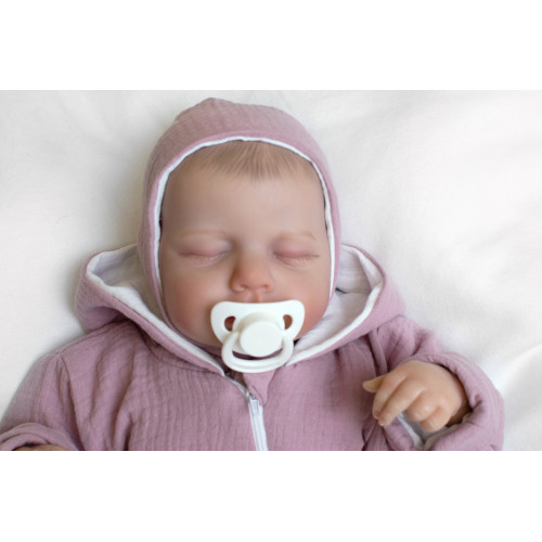 Mušelínová čiapočka na zaväzovanie bonetka Girl, Hand Made, púdrová, ružová