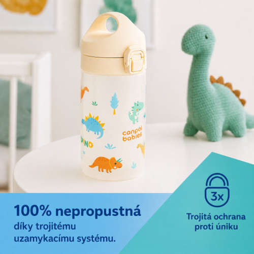 Junior fľaša na pitie 400 ml s pítikom 30m+ – detská fľaša, plastová, béžová