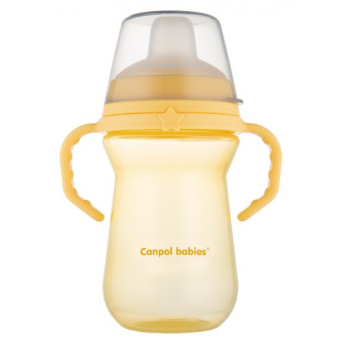 Nevylievací hrnček Canpol Babies s mäkkým náustkom, žltý, 250 ml