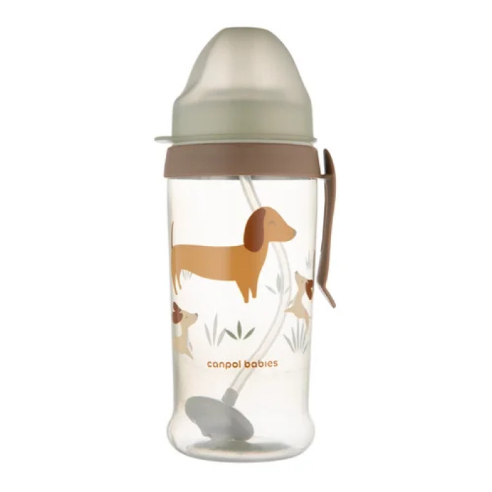 Nevylievacia fľaška so slamkou 350 ml Psíky – Canpol Babies