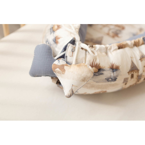 Hniezdočko, kokon pre bábätko mušelín, Dráčik jeans