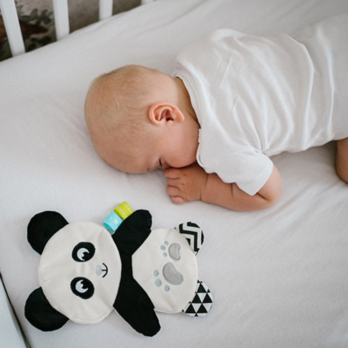 Plyšová hračka/prítulníček, šuštiaca PANDA POLLY, krémová/čierna
