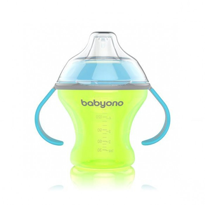 BabyOno Nekvapkajúci hrnček s tvrdým náustkom - zeleno/modrý BabyOno Nekvapkajúci hrnček s tvrdým náustkom - zeleno/modrý