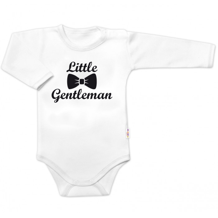 Body dl. rukáv Little Gentleman, bavlna Baby Nellys, bielo/čierne, veľ. 74