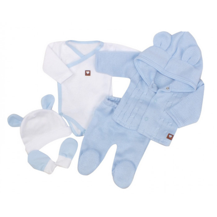 5-dielna kojenecká súpravička do pôrodnice - modrá, biela