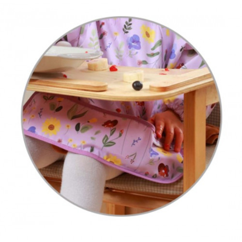 Zásterka, podbradník nepremakavý s dlhým rukávom a vreckom BabyOno - Garden, lila
