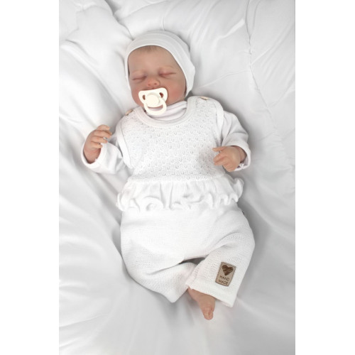 Pletené láclové nohavice Girl s volánikom, Baby Nellys, biele, veľ. 74
