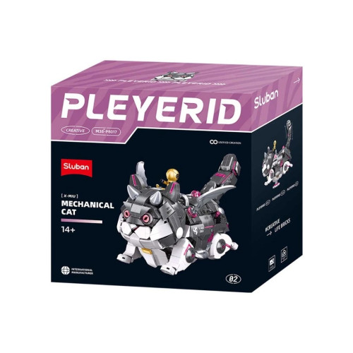Sluban Pleyerid M38-P8017 Mechanická mačka šedo-biela