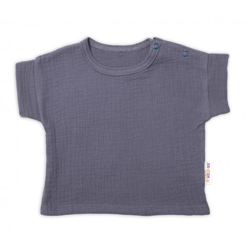 Baby Nellys 2-dielna mušelínová súpravička, tričko + kraťasky BOY, granát, veľ. 62