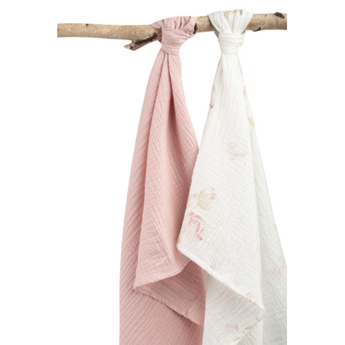 Mušelínové plienky krčené 60×75 cm Kvety ružové – sada 2 ks