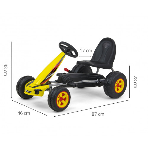 Milly Mally VIPER – detská šliapacia motokára (gokart) s ručnou brzdou - žltá