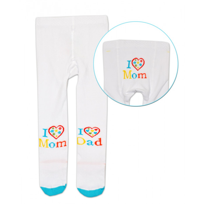 Bavlnené pančucháče Baby Nellys ® -  I love Mom, I love Dad - bielé