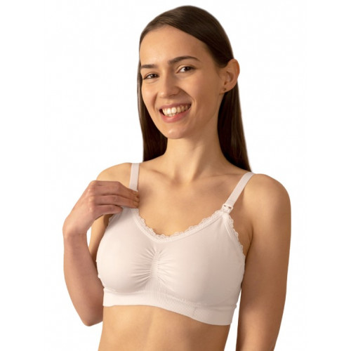 Dojčiacia podprsenka s čipkou BabyOno, biela, D80-85 cm