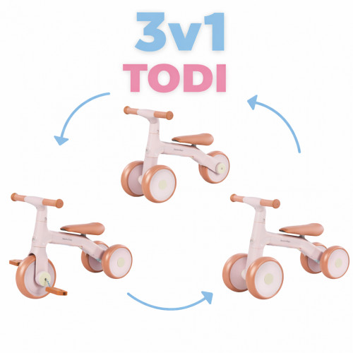 Odrážadlo 3v1 Moovkee TODI - ružové