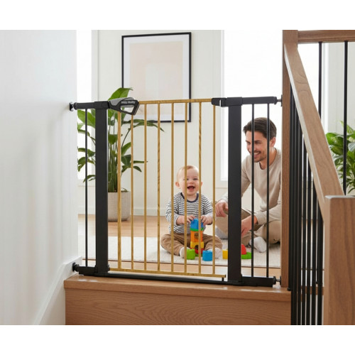 Detská bezpečnostná zábrana GUARDY 104 cm – bránka na schody a dvere (76–104 cm), čierna