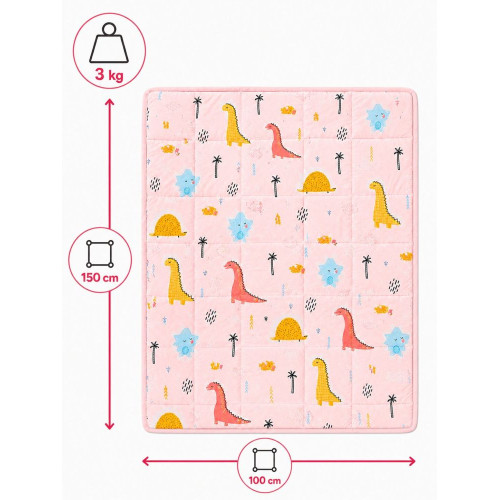 Záťažová deka TULLO Fizjo 3 kg, 100 × 150 cm, ružová s dinosaurami