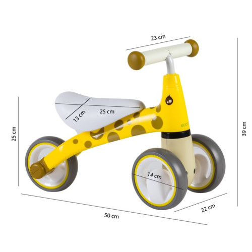 Odrážadlo / trojkolka Eco Toys, Žirafka - žltá